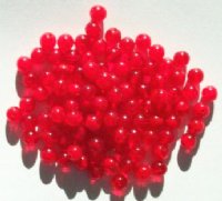 100 6mm Round Milky Red Givre Glass Beads